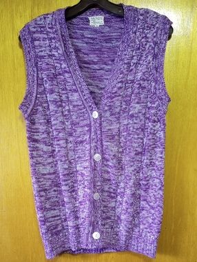 Baar & Beards Purple & White Vintage Retro Sleeveless Sweater Vest, Size 36